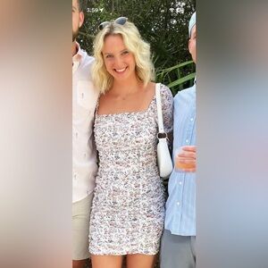 Floral Print Square Neck Dress w/ puff sleeves